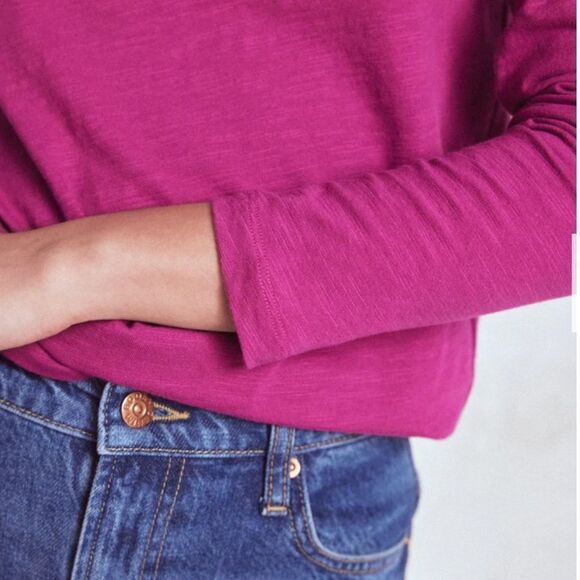 Boden Cotton & Modal Crew Long Sleeve Top in Rich Magenta size 4- like new! - Picture 8 of 10